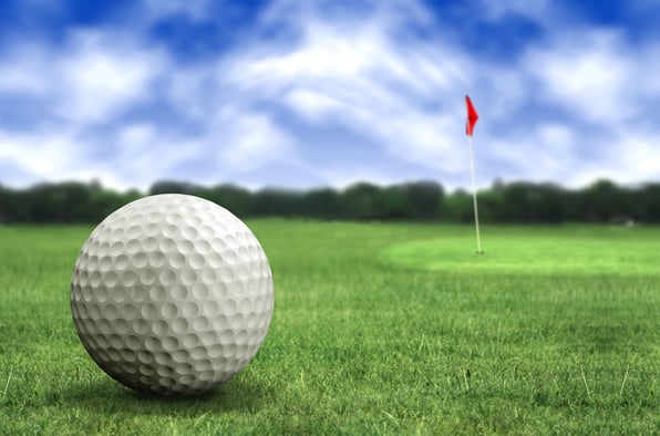 golf ball in a course with striking colors